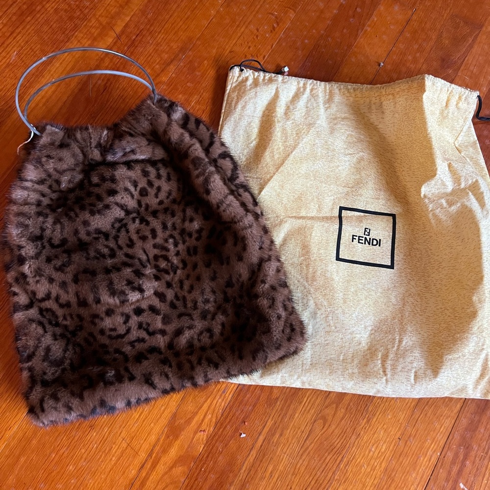 Fendi Leopard Print Fur Large Shoulder Bag